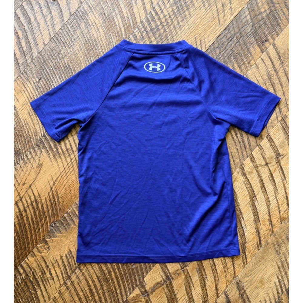 Under Armour Youth XS Lot of 2 Performance Tech T-Shirts Blue Grey Athletic Tees - Picture 3 of 7